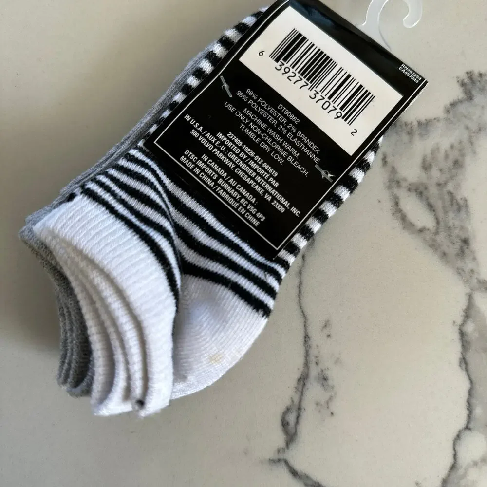 Ankle Sock Bundle - Alien Print, Striped, Gray - Size 1-7